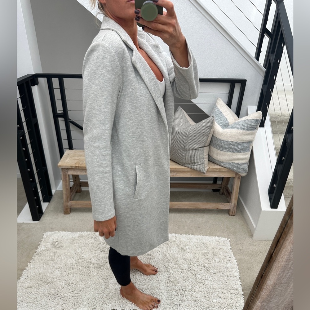Forever 21 Gray Longline Open Front Duster Coat Minimalist | Size S - Picture 6 of 14